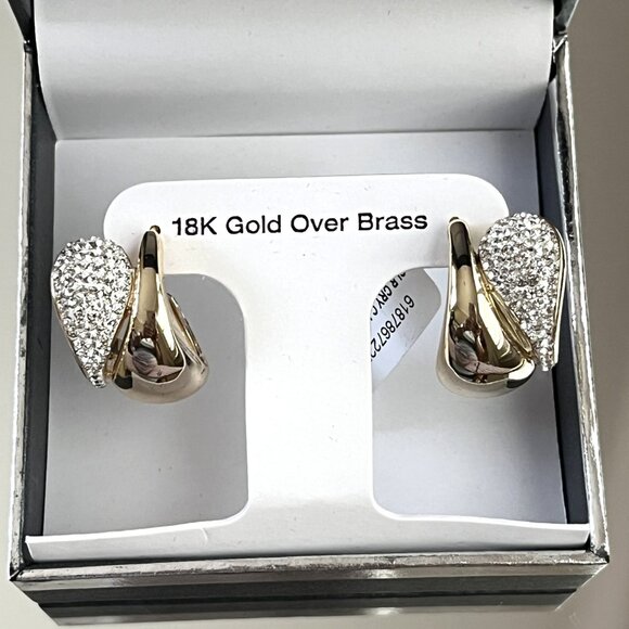 NEW And Now This Crystal Double Teardrop C Hoop Earring Macy's Exclusive $50 - Picture 1 of 4